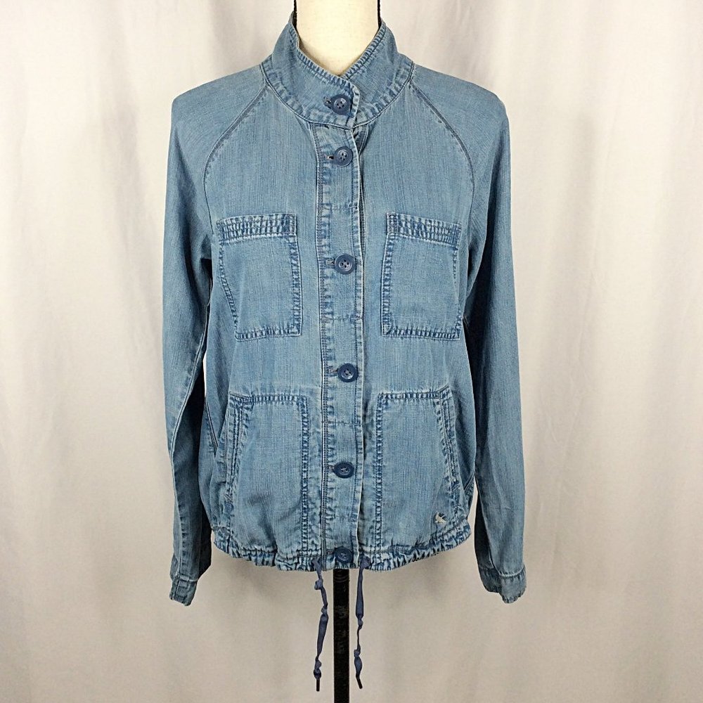 Eddie Bauer Denim Chambray Jacket Lightweight Button Down Tercel Lyocell